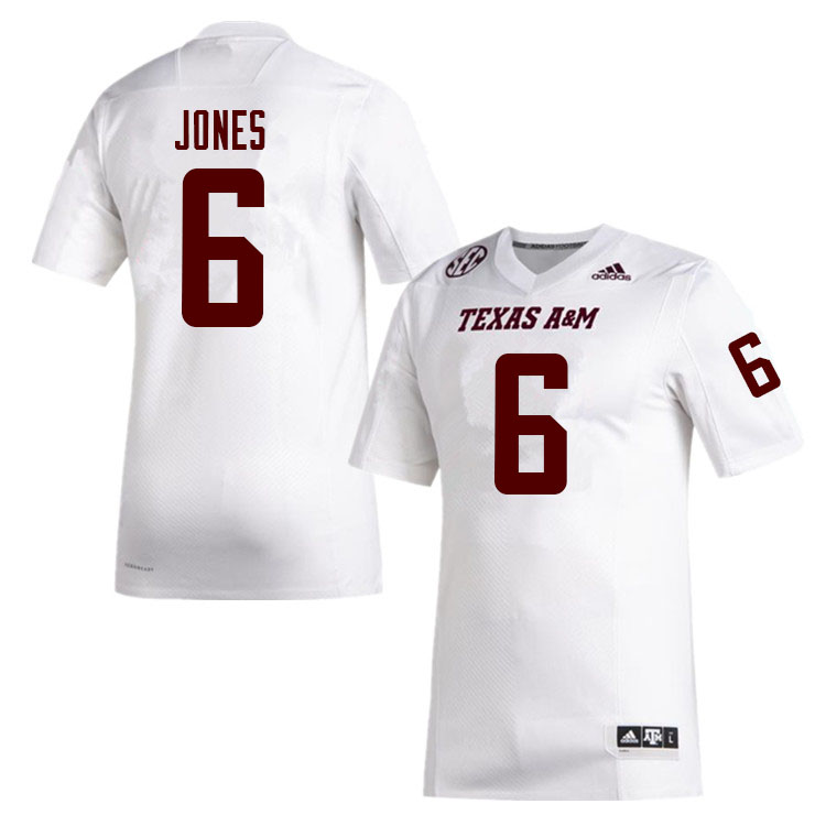 Men #6 Adarious Jones Texas A&M Aggies College Football Jerseys Sale-White - Click Image to Close